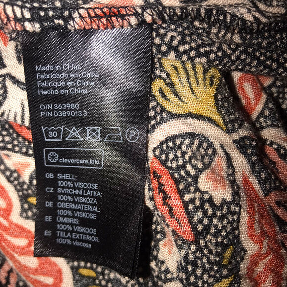 H&M black red floral Maxi Sun Dress Double Front Slit sz 4 romantic summer - Picture 6 of 6